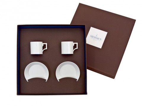 Tazas de café con marca de Meissen en relieve