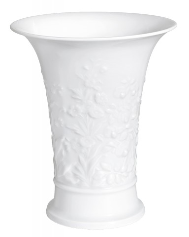 Florero con relieve de flores H 17 cm, blanco