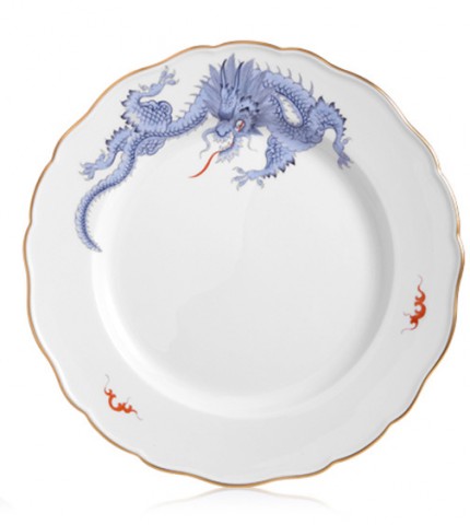 Plato de mesa, 28 cm forma Neuer Ausschnitt, dragón azul aciano