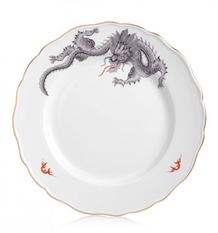 Plato de mesa, 28 cm forma Neuer Ausschnitt, dragón negro