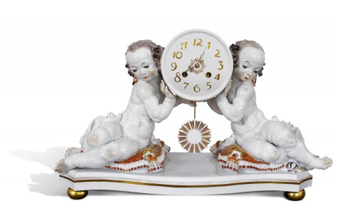 Reloj con Querubines, H 42 cm 