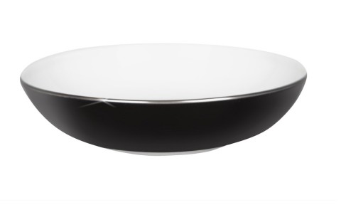plato de compota Paris, d 16,5 cm, vidriado negro con borde de platino