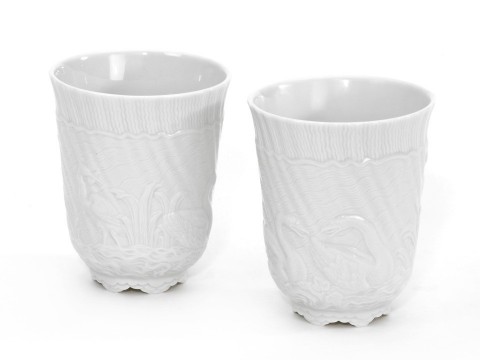 Vasos blancos forma Schwanendessin, juego 2 unidades